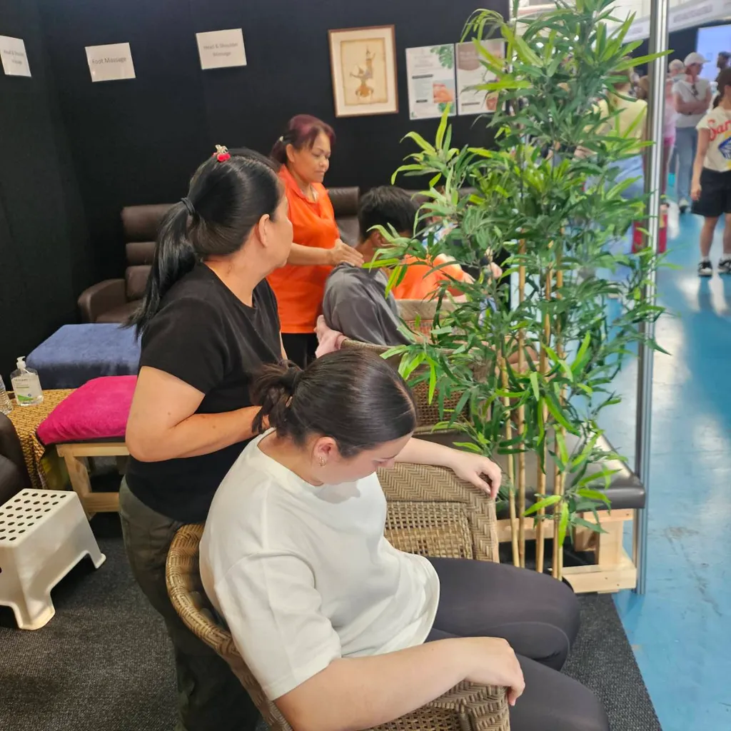 Lady giving thai massage 