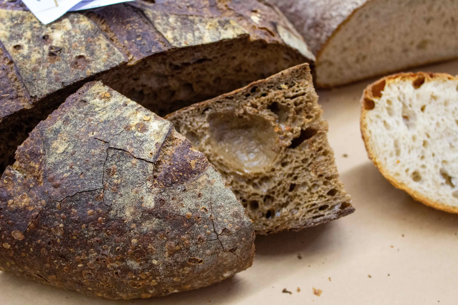 Close-up of artisan bread crumb and crust at the Perth Royal Food Awards, highlighting texture, structure, and baking quality.