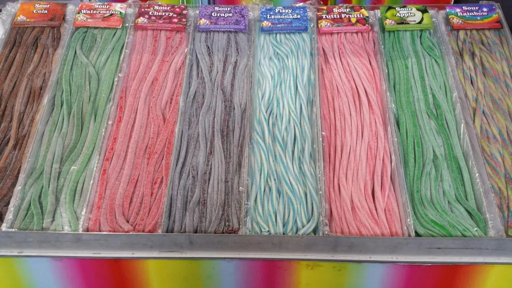 an assortment of 65cm of licorice 