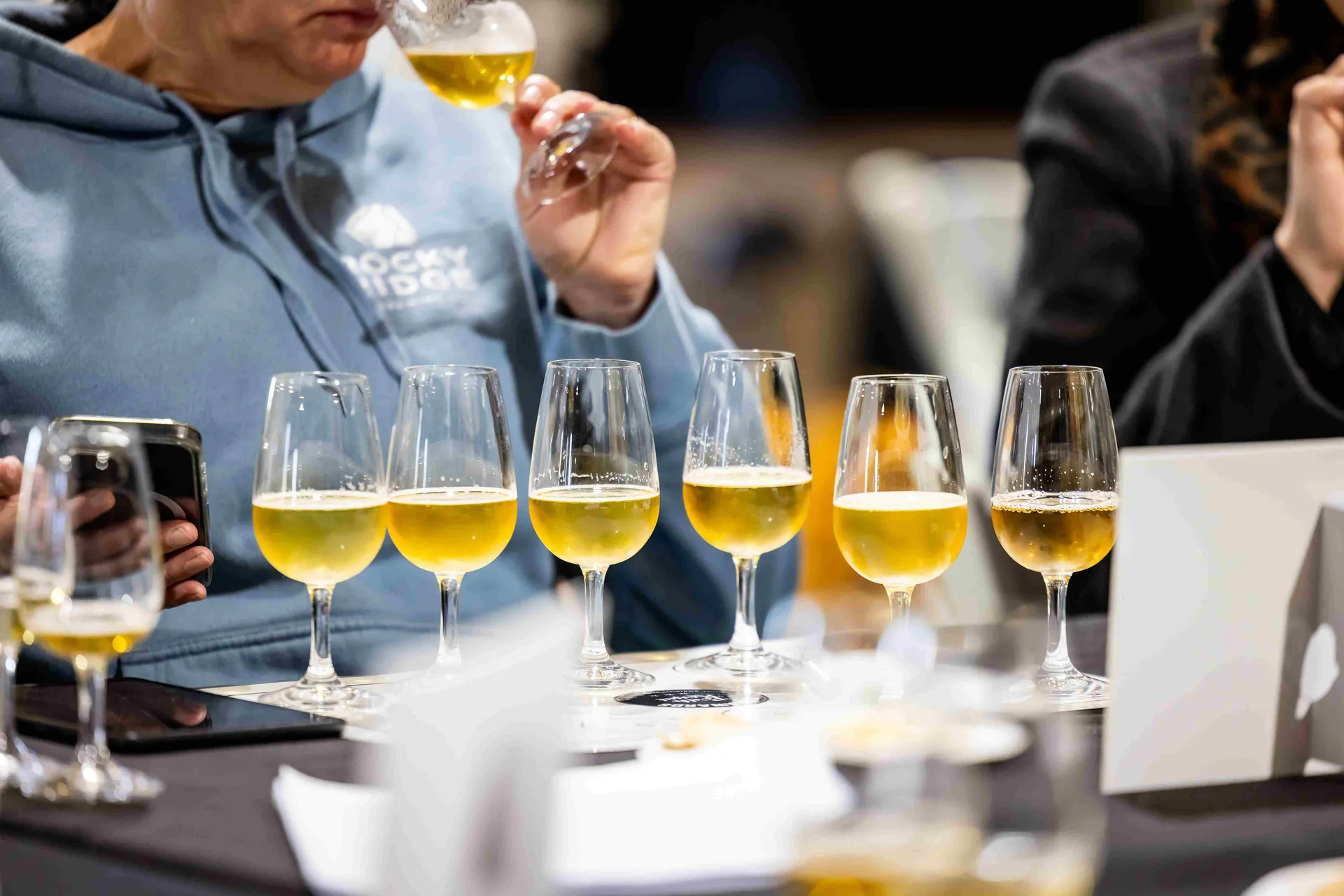 Beer samples lined up for judging at the Perth Royal Food Awards.