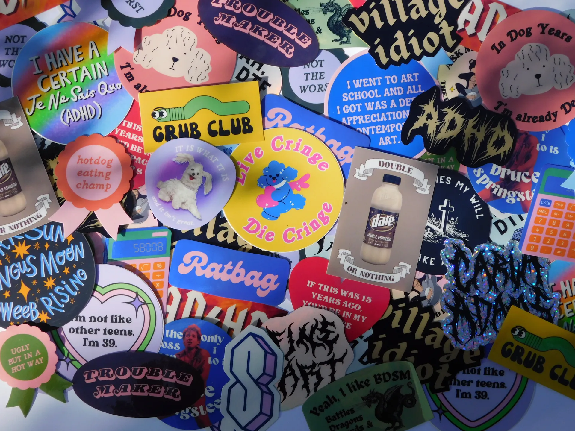 An assortment of stickers 
