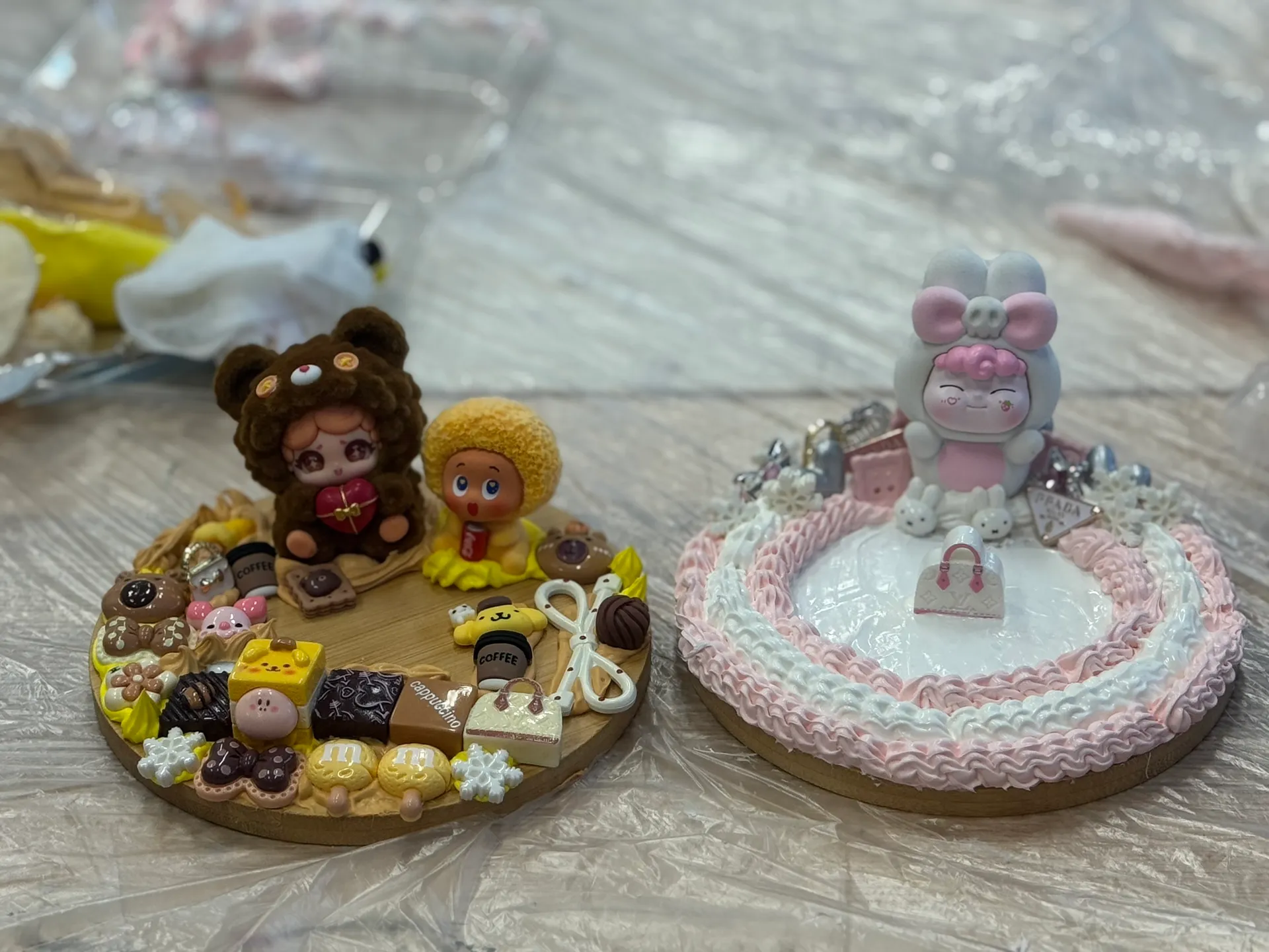 DIY decorated charmed trinket plates
