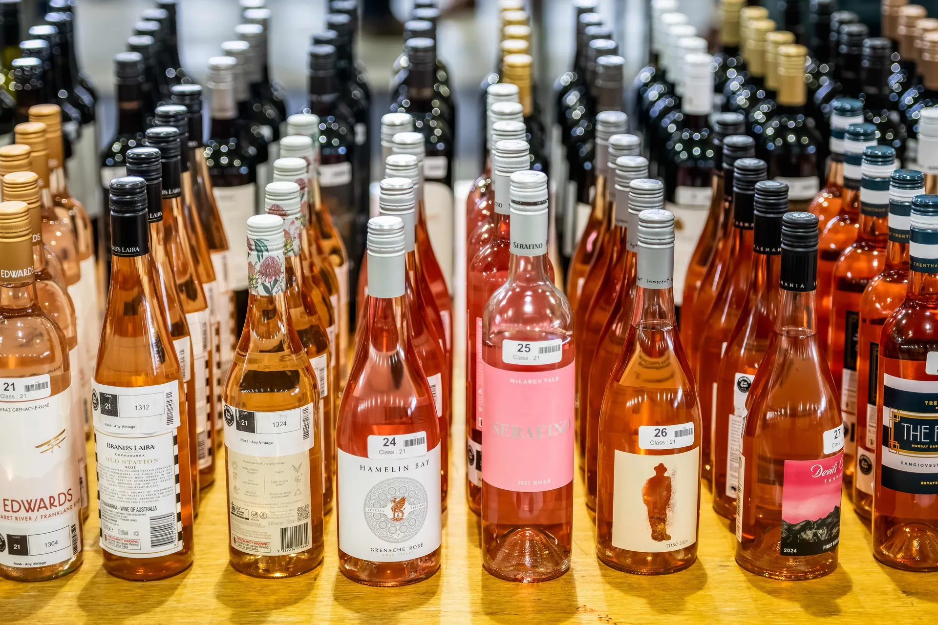 Wine bottles displayed at the Perth Royal Food Awards