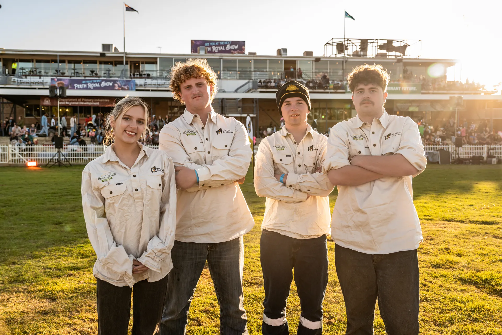 Group of young farmers standing at the Perth Royal Show