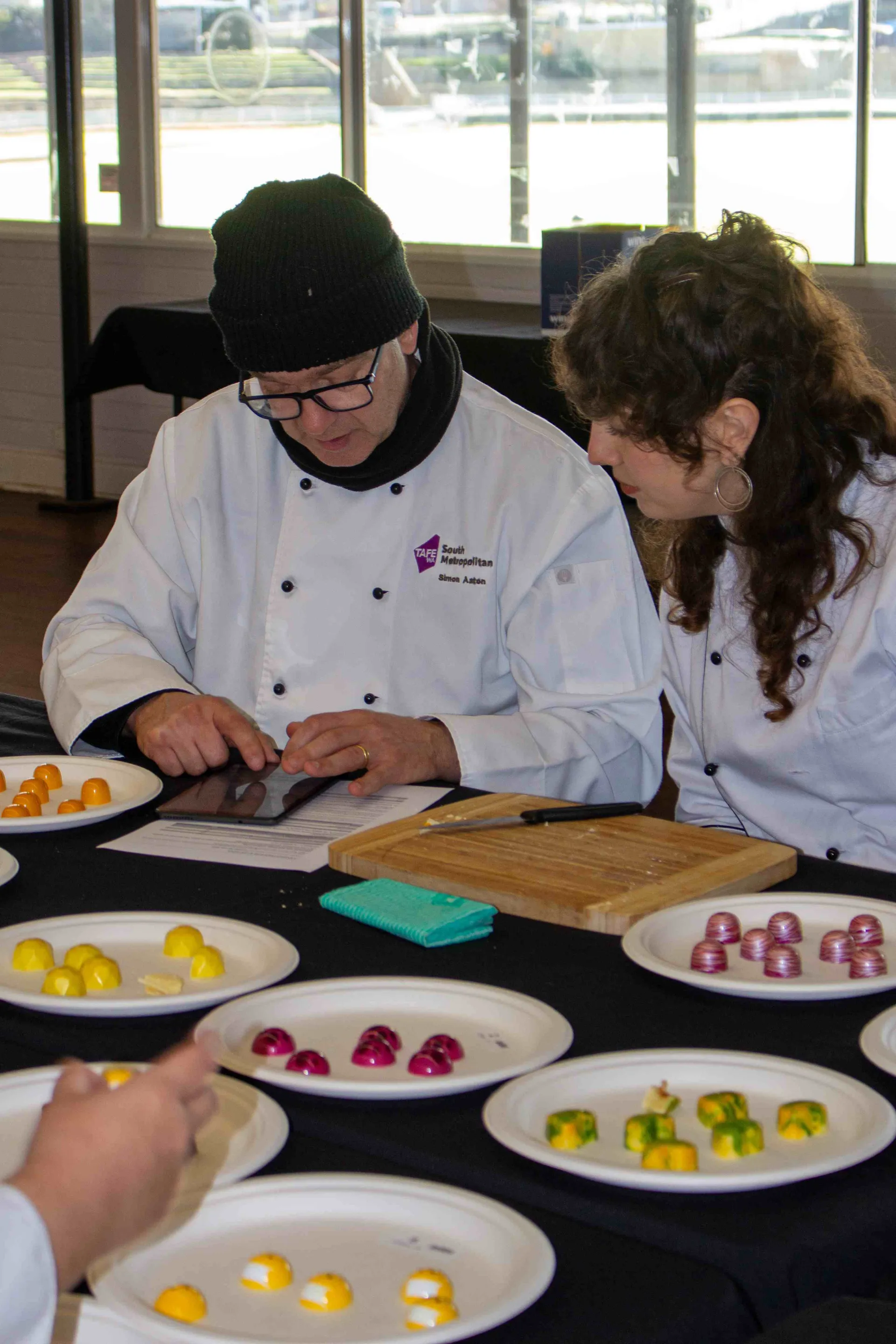 Judges evaluating chocolates at the Perth Royal Food Awards.