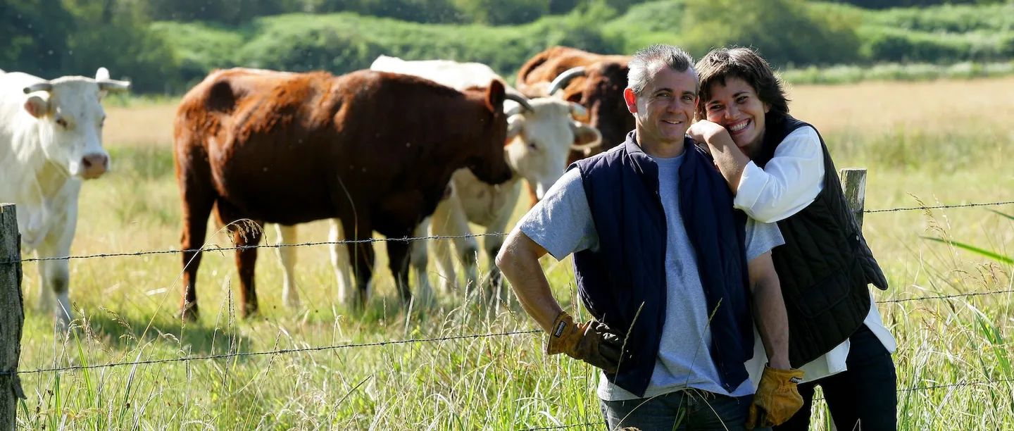 Man and Woman with Cow