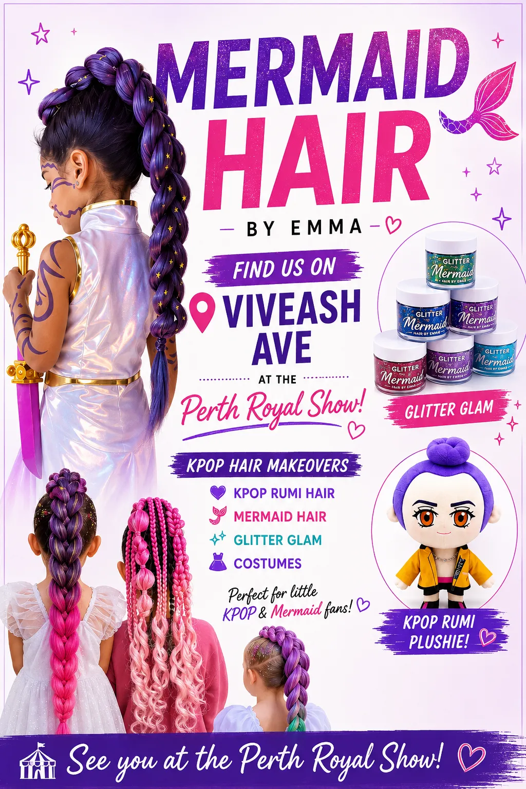 mermaid hair extension for kids 
