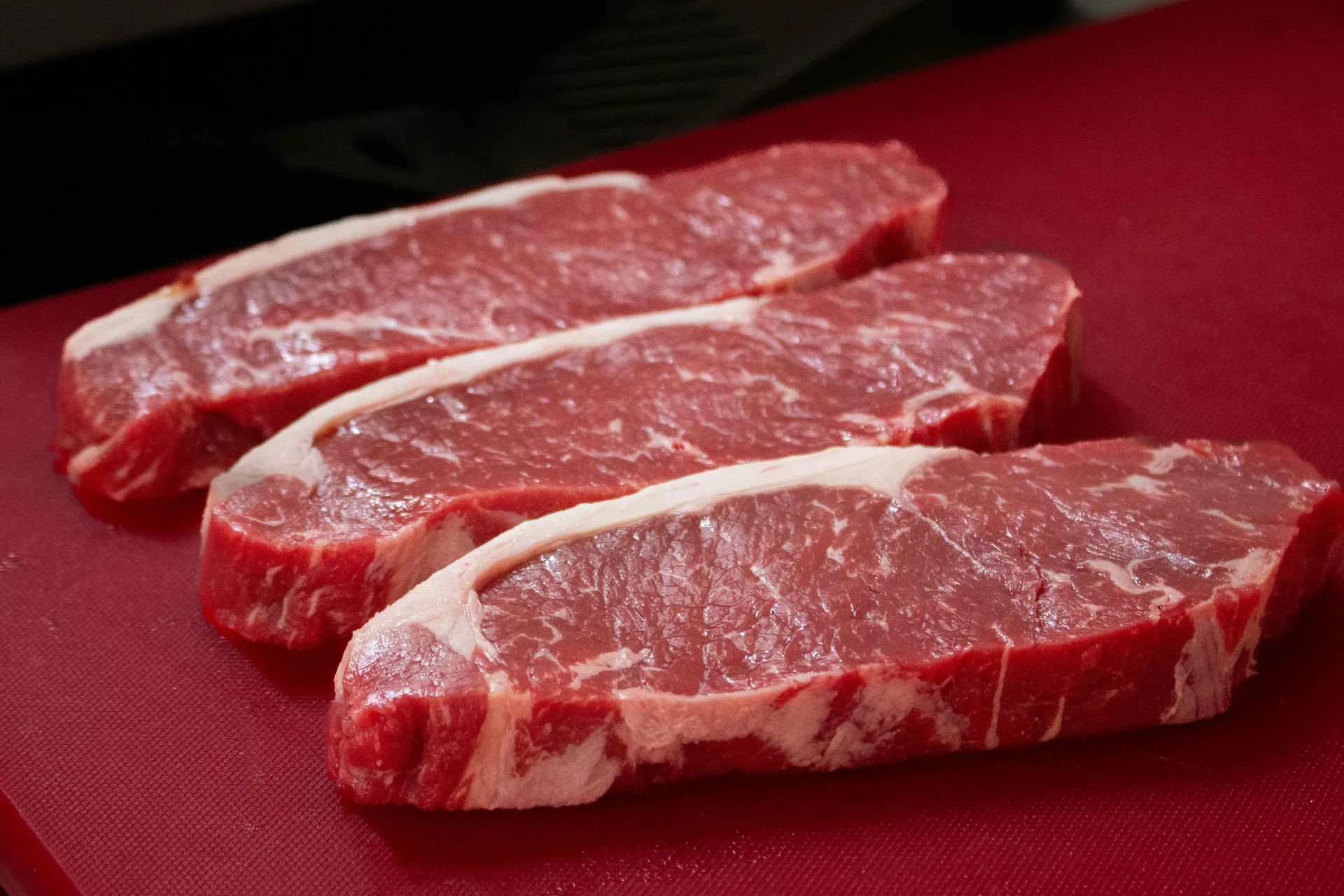 Raw steak samples prepared for judging at the Perth Royal Food Awards.