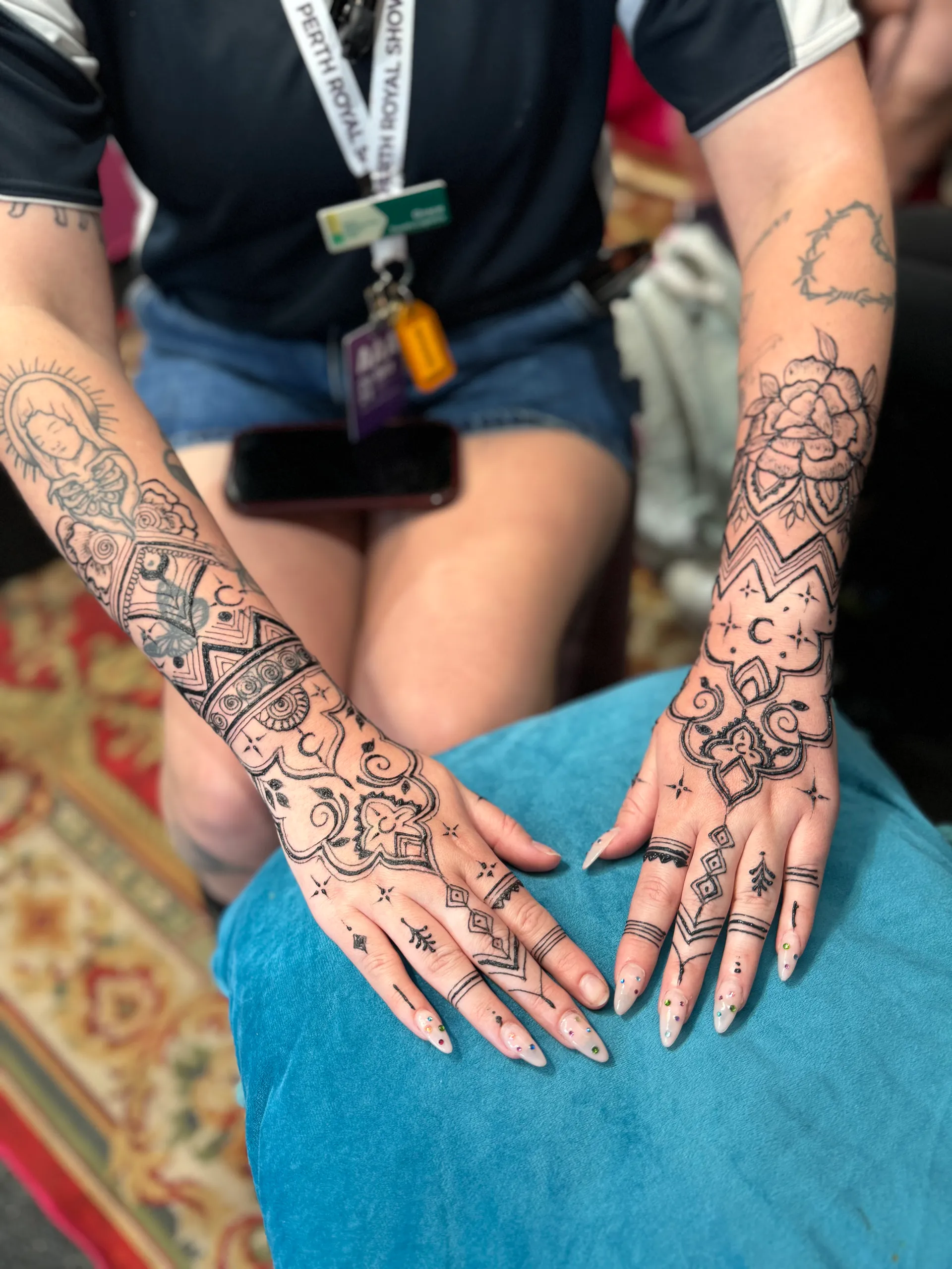hand with black henna